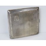 A HM silver cigarette case, engine turned pattern, hallmarked Birmingham 1927 - Bravington's, 9.