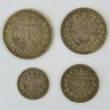 A full set of Victoria 'Young Head' Maundy Money dated 1848 and comprising 4p, 3p, 2p and 1p coins.