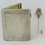 A HM silver cigarette case with gilded interior, Birmingham 1932, 8.5 x 7cm, 2.53ozt.