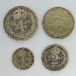 A full set of Victoria 'Jubilee Head' Maundy Money dated 1889 and comprising 4p, 3p,