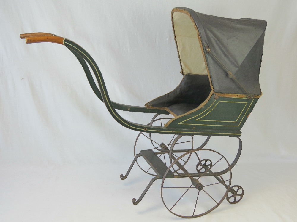 A Victorian dolls pram or pushchair with