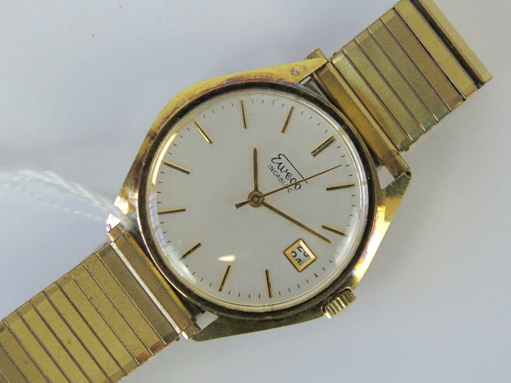 A c1970 Eweco Incabloc stainless wristwa