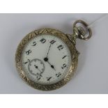 A nickel plated pocket watch with enamel