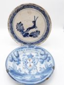 TWO DELFT BLUE AND WHITE PLATES