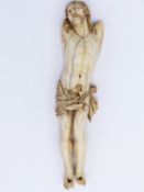 AN EARLY, FINELY CARVED IVORY FIGURE OF CHRIST CRUCIFIED, 17TH/18TH CENTURY PROBABLY SOUTH GERMAN.