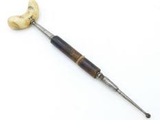 AN EARLY 19TH CENTURY STEEL AND IVORY MOUNTED DENTAL BURR OR DRILL. C.1810-1830