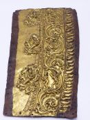 AN EASTERN GILDED COPPER REPOUSSE PANEL FRAGMENT, BUDDHISTIC, POSSIBLY INDIA. 18TH/ 19TH CENTURY. 43