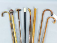 A GROUP OF 19TH/20TH CENTURY WALKING STICKS TO INCLUDE SILVER AND IVORY MOUNTED EXAMPLES (8)