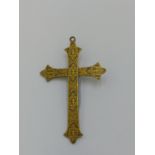 A FINE KOFTGARI GOLD INLAID IRON CRUCIFIX, 19TH CENTURY, POSSIBLY NORTHERN INDIA TOGETHER WITH A