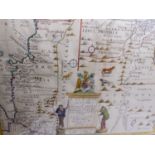 CHRIS HOMMANO. MD. 1728 MAP MOROCCA NORRUM ENGRAVED AND PARTIALLY HAND COLOURED WITH SCENIC