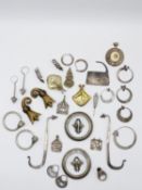 A COLLECTION OF AFRICAN AND FAR EASTERN WHITE METAL AND STONE SET JEWELLERY TO INCLUDE EAR RINGS,