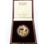 A 22 CT. GOLD ONE OUNCE 1987 BRITANNIA PROOF COIN NO. 00985