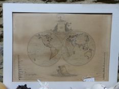 AN INTERESTING HAND DRAWN MAP OF "THE WORLD" INSCRIBED " DRAWN BY MASTER CHADWICK AT MR POTTERS