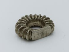 AN ANTIQUE SILVER METAL RING, AFRICAN, FULANI PEOPLES, MALI