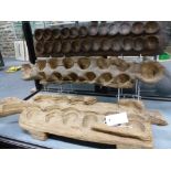 THREE WEST AFRICAN CARVED WOOD MANCALA GAMING BOARDS LARGEST 71 CM.