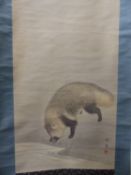 FOUR JAPANESE SCROLLS VARIOUSLY DECORATED.