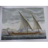 TWO FRENCH HAND COLOURED MARITIME ENGRAVINGS.