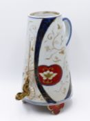 A JAPANESE IMARI DECORATED COFFEE EWER, FITTED WITH GILT BRONZE TAP. 28CM HIGH