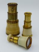 AN EARLY VICTORIAN GILT BRASS AND IVORY MOUNTED TWO DRAW POCKET TELESCOPE BY CARPENTER, 24 REGENT