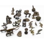 A COLLECTION OF INTERESTING WEST AFRICAN CAST BRONZE GOLD WEIGHTS IN VARIOUS ANIMALIAN AND HUMAN