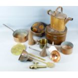 A COLLECTION OF ENGLISH DOMESTIC COPPER AND TIN WARES, VARIOUS