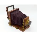 A J. LANCASTER & SON, BIRMINGHAM, 1/4 PLATE CAMERA "THE SPECIAL INSTANTOGRAPH" PATENT, MAHOGANY