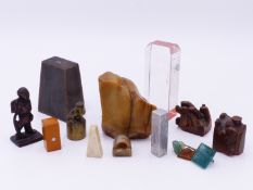 A COLLECTION OF FOURTEEN ORIENTAL SEALS. A TIANHUANG SEAL OF CARVED BOULDER FORM, A ROCK CRYSTAL