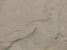OLD MASTER PENCIL DRAWING OF A RECLINING NUDE, 16 X 25CM