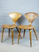 A SET OF FOUR RARE PLYCRAFT BENTWOOD CHAIRS DESIGNED BY NORMAN CHERNER