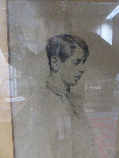 EARLY 20TH CENTURY ENGLISH SCHOOL, "PORTRAIT OF A YOUNG MAN", INDISTINCTLY SIGNED AND DATED, - Image 4 of 10