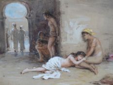 G.C.KILBURN, WATERCOLOUR, SLAVE GIRLS, SIGNED.