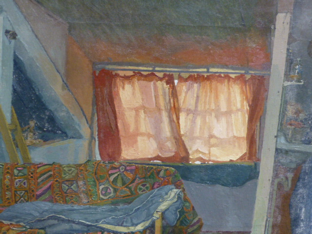 (ARR) FRANCIS HEWLETT, ATTIC WINDOW 1978, SIGNED, OIL ON BOARD, 24.5 X 30CM