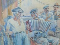 THURSBY (ENGLISH 20TH CENTURY) THE SEA SHANTY, SIGNED, WATERCOLOUR, 17 X 17CM. TWO VIEWS OF THE