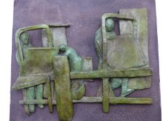 A BRONZE RELIEF SCULPTURE INDISTINCTLY MONOGRAMNED G K ? LIMITED EDITION 5/5 TITLED BLUE SHOP IV