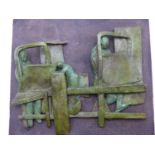 A BRONZE RELIEF SCULPTURE INDISTINCTLY MONOGRAMNED G K ? LIMITED EDITION 5/5 TITLED BLUE SHOP IV