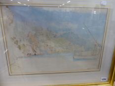 19TH CENTURY ENGLISH SCHOOL, THE AMALFI COAST, WATERCOLOUR, ,INSCRIBED AND DATED, 31 X 46CM