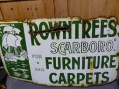 ENAMEL SIGN: ROWNTREES- FURNITURE & CARPETS