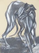 HYDE (ENGLISH SCHOOL 20TH CENTURY), PORTRAIT OF A LURCHER, SIGNED AND DATED 1994, CHARCOAL