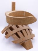 JOHN COBB. CARVED OAK SCULPTURE ENTITLED SMALL CHEESE 1, 1988, LABEL TO BASE