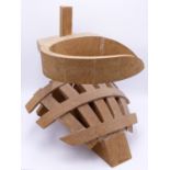 JOHN COBB. CARVED OAK SCULPTURE ENTITLED SMALL CHEESE 1, 1988, LABEL TO BASE