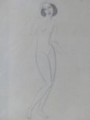 (ARR) PENCIL STUDY OF A NUDE, INITIALLED E.D, 25 X 19CM