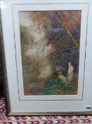 FRED HINES (ENGLISH 19TH/20TH CENTURY) TWO RIVER SCENES, SIGNED, WATERCOLOURS, 37 X 25CM