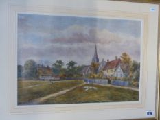 LATE 19TH CENTURY ENGLISH SCHOOL, BROCKHAM, SURREY, WATERCOLOUR, 34 X 49CM