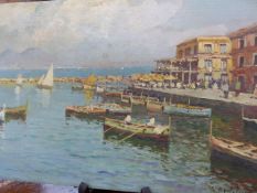 EARLY 20TH CENTURY ITALIAN SCHOOL, BAY OF NAPLES, SIGNED INDISTINCTLY, OIL ON PANEL, 29 X 46CM