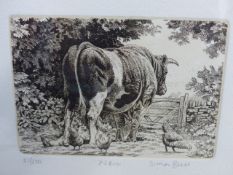 KUNO BRINKS (DUTCH 1908-1992) JAVANESE BUFFALO, PENCIL, SIGNED ETCHING TOGETHER WITH FIVE OTHER