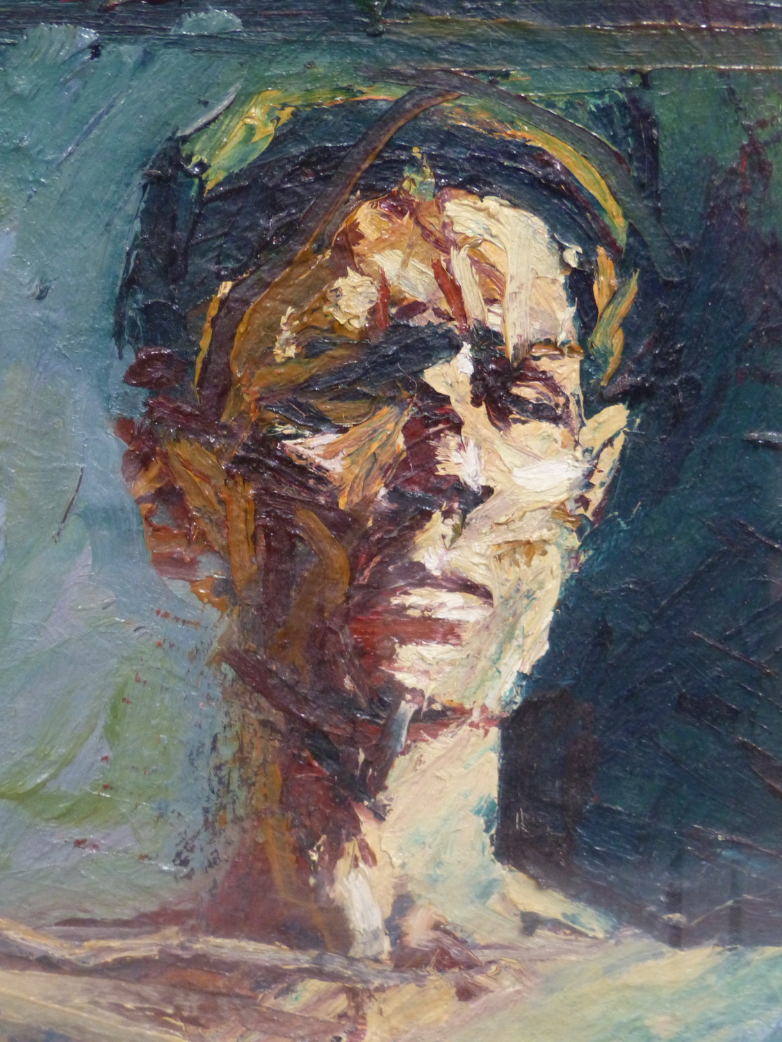 (ARR) NEIL GORDON, SELF PORTRAIT, OIL ON BOARD, 34 X 31.5CM