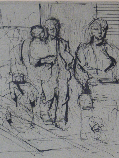 (ARR) ROBERT MEDLEY, SKETCH FOR BUTCHER'S SHOP, SIGNED AND DATED '37, PEN AND INK, 31.5 X 24CM