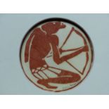 (ARR) DIANA DREW, THE ARCHER, LINOCUT, SIGNED AND NUMBERED 2/50, 9CM TONDO (UNFRAMED)