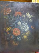 OLD MASTER FLORAL STILL LIFE PAINTING, OIL ON CANVAS, 38 X 48CM