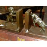 A PAIR OF BRONZE BOOKENDS. ONE WITH A SATYR, THE OTHER A GOAT. FOUNDRY SEALS